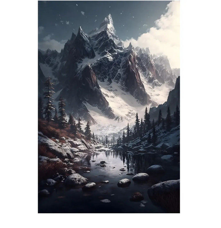 تابلو کوهستان برفی